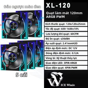 Quạt Tản Nhiệt PC ICE Whale XL-120 ARGB 120mm Với Thiết Kế Gương Vô Cực Đồng Bộ Với Đèn Nền Bo Mạch Chủ 4PIN PWM Sử Dụng Bạc Đạn Chất Lỏng Làm Mát CPU.