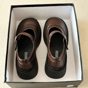 Giày Cao Gót Đế Dày Mary Janes Cho Nữ Mùa Xuân 2025 Phong Cách Anh Giày Đơn Đế Dày Khóa Một Từ Váy Giày Cao Gót Mũi Tròn