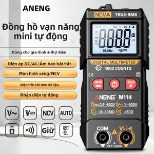 ANENG | Đồng Hồ Vạn Năng Kỹ Thuật Số Mini 4000 Đếm ANENG M114 Thợ Điện Hộ Gia Đình Tự Làm Dụng Cụ DC/AC Điện Áp NCV Điện Trở Dữ Liệu Tiếng Bíp Công Cụ Kiểm Tra