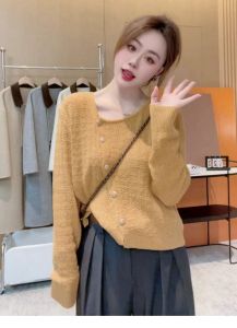 Stylish Elegant Versatile Irregular Long Sleeve Knit Top