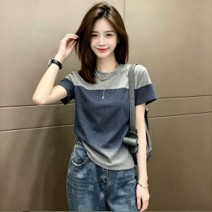 V.C.I | Contrast Color Round Neck Youthful Versatile T-Shirt
