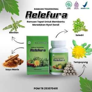 Kapsul Relefura Herbal Alami Bpom 100%-1 Botol isi 60 kapsul mengatasi asam urat pegel linu Sakit pinggang nyeri sendi encok kesemutan dll