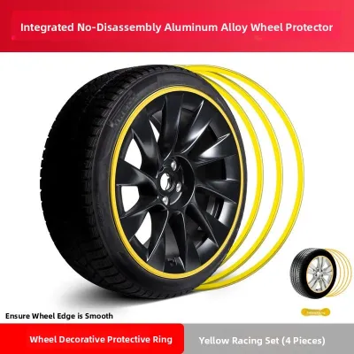 Aluminum Alloy Car Wheel Hub Anti-Collision Metal Protection Ring Wheel Sticker Scratch Guard Decorative Circle Car Accessories