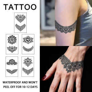 Elegant Henna Waterproof Temporary Tattoo Stickers Long-lasting Waterproof for One to Two Weeks For Women Arm Palm Leg