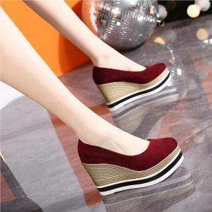 Womens Fashion High Heels 2025 New Thick Bottom Slope Heel Waterproof Platform Elegant Not Tired Foot Shallow Mouth Single Shoes