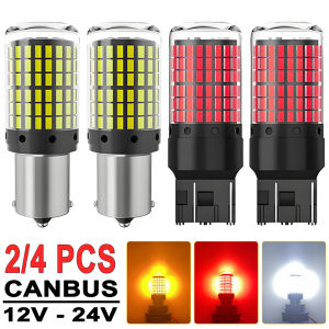 2/4 PCS 1156 BA15S BAU15D 7443 T20 LED Bulb For Car Parking Brake Reverse Turn Signal Lights 12V 24V 144SMD 15W 2000LM White Red