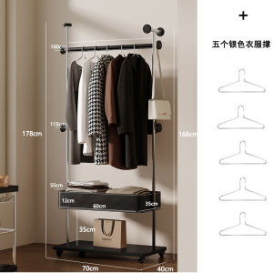 Modern Vintage Free-Standing Bedroom Clothes Hanger Rack Open Closet Coat Hook Stainless Steel Mobile Storage Organizer