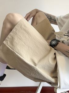 Khaki Cool Feeling Ice Silk Shorts Mens Summer American Retro Sports Casual Five-Point Pants Trendy Brand Thin Middle Pants