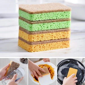 【Free Shipping】Wood Pulp Sponge Scouring Pad for Dish Washing Household Absorbing Pad Kitchen Dish Brush Cleaning Tools