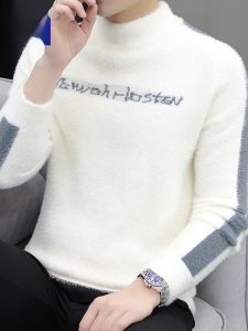 ROMON | Lomond Mens Half High Collar Sweater Autumn Winter New Fashion Loose Casual Thick Warm Inner Knitted Wear For Young Men