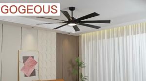 KASIDA 72inch ceiling fan with light modern 8 blades big ceiling fan with led lights tricolor dimming 6 gear wind  ceiling fan with remote control ceiling fan heavy duty silent ceiling lights with fan for living room dinning room gym office