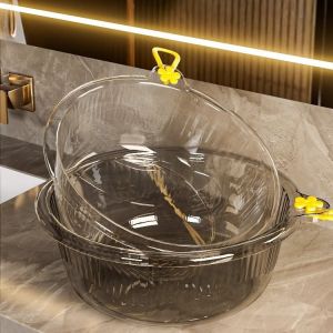 Luxury Transparent PET Thick Large Capacity Face Washing Basin Kitchen Vegetable Washing Sink Dormitory Foot Bath Bucket