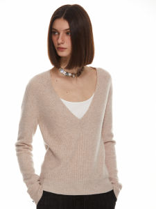 SOLWEIGE | SOLWEIGE Minimalist Deep V-neck Long Sleeve Wool Sweater Slim Fit Fashionable Inner Wear Layering Commute Style Regular Length