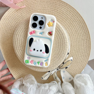 Sanrio | Cute Sanrio Rotatable Holder Phone Case For iPhone 12 13 14 15 16 17 Pro Max Plus 16e Kuromi Hello Kitty Silicone Phone Cover