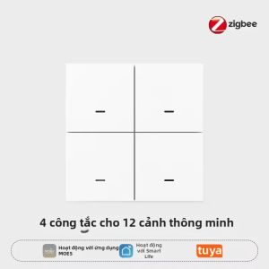 MOES | MOES Tuya ZigBee 4 Gang Scene Switch Bộ Điều Khiển Không Dây 12 Nút Chạy Bằng Pin Tự Động Hóa Nhà Thông Minh Tương Thích Với Smart Life