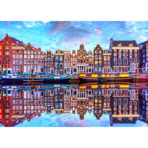 Canal Boat Mirror Cityscape Artwork Jigsaw Puzzle 500/1000/1200/2000PCS Stress Relief Puzzle Wall Art Decor Gift