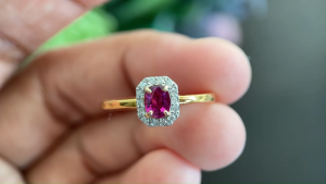 Burma Unheated Ruby Ring in 18K Yellow Gold