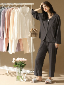 me home wear | Cotton Autumn Spring Full Sleeve Large Size Wearable Out High-end Sleepwear Set