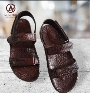Dép Quai Hậu Nam Full Da Cá Sấu  Đan viền thủ công
