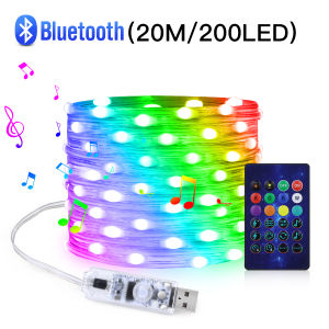 WS2812B Bluetooth LED String Fairy Lights Dreamcolor RGBIC DIY Party Festival Tree Lights Wedding Decoration Garland USB Lamp