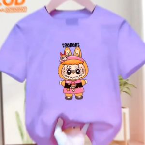 Kaos atasan Fashion anak Cewek dan Cowok bergambar Labubu Toanart usia 1-12 tahun lengan pendek Terbaru