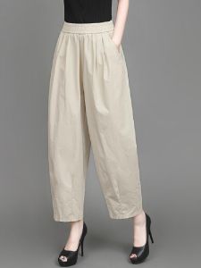 High Waist Loose plus Size Pants Thin Nine Points Womens Summer New Lantern Pants Casual Slim Balloon Pants Wide Leg Trousers
