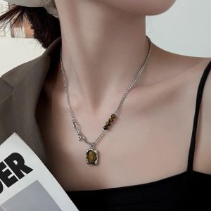 สร้อยคอไข่มุกตาเสือสุดหรูสำหรับผู้หญิง เครื่องประดับแฟชั่นแบบอเนกประสงค์ โซ่คอทรงเกลียว เครื่องประดับสำหรับผู้หญิง