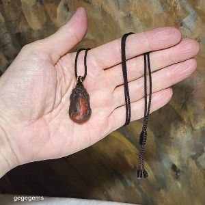 29.8mm Baoshan Nan Hong Adong Zhai with "skin" carved 3 dimensional Pi Xiu pendant 保山南红阿东寨带皮立体貔貅吊坠 #2