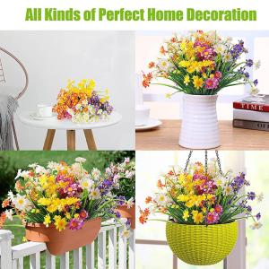 Artificial Flowers Outdoor for Decoration UV Resistant Plastic Fake Plants Garden Porch Window Kitchen Office Table Decoration