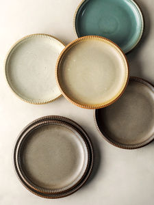 Thickened Handmade Japanese Style Ceramic Dinner Plate Vintage Elliptical Western Dining Plate Home Use Creative Single Piece