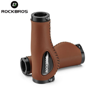 ROCKBROS Bike Grips Shockproof Soft Liquid Silicone Bicycle Handlebar Grips Bilateral Locked PU Leather MTB Road Cycling Grips