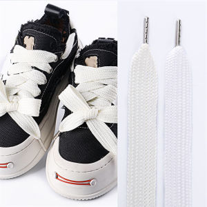 1Pair 2CM wide Flat Shoelaces for Sneakers Long 130CM Classic Shoelace Casual Teenis Shoe Laces PVC/Metal Head Shoes Accessories