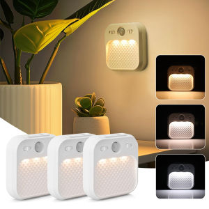 LED Night Light with Motion Sensor USB Rechargeable Sticker Magnet Wall Light Suitable for Bedroom Staircase Corridor Lighting