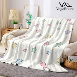Pastel Star Flannel Blanket Warm Soft Halloween Christmas Decorative Couch Warm Cozy All-Season Gift
