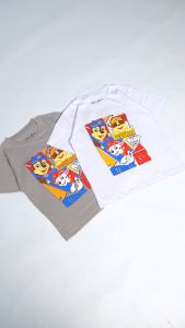 Highest Kids - Kaos Anak Cowok Cewek Gambar Paw Patrol Warna Putih dan Light Grey Bahan Cotton Combed 30s Ukuran S M L XL Usia 3th 4th 5th 6th 7th 8th 9th 10th HKTS76