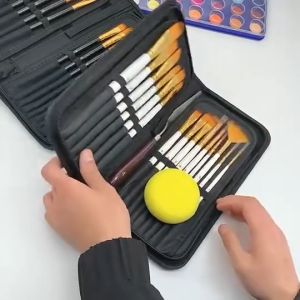 17 ชิ้นนําเข้าผมไนลอนแปรงมัลติฟังก์ชั่นความปลอดภัยสีน้ําสีน้ํามันภาพวาดแปรงอะคริลิคกับถุงผ้าศิลปิน