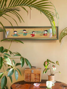 Tang Palace Night Banquet Floral Hairpin Lady Picture Decorative Hanging Ornament Ancient Style Entrance Hall Long Strip Wall Painting Creative