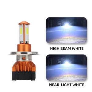KEVANLY | 1PC H4 COB Motorcycle Driving Light 3 Side LED 75W 6000K white Hi/Low Beam High Brightness Headlight Bulb Lamp For UTV ATV 12V