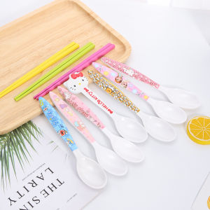 Melamine Drop-Resistant Children Spoon Kindergarten Baby Eating Spoon Cute Cartoon Dessert Spoon Creative Plastic Long Handle Spoon
