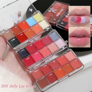 Jelly Lip Gloss Ten Color Toned Lip Frozen Plate Red Lip Glaze Palette Moisturizing Lipstick Long Lasting High Color Rendering