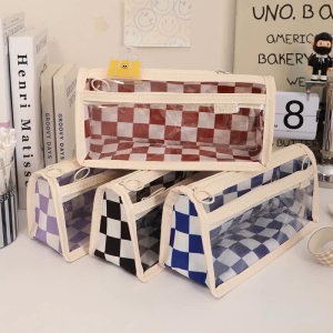 S66 กระเป๋าปากกา ดินสอ  ลายคาปิบาร่า ลายตารางหมากรุก  กล่องดินสอนักเรียน สินค้ามีพร้อมส่ง