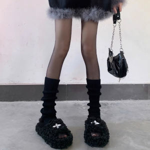 Miu White Knitted Fabric Foot Sock Socks Women Long Calf Socks Keep Warm in Spring and Autumn Lolita Bunching Socks JK Leg Warmer