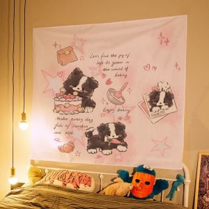 VIKAMAHHAPPY Party Dog Collection Tapestry Lines Multiple Cute Dog Balloon Cartoon Background Cloth Warm Tapestry Room Decor