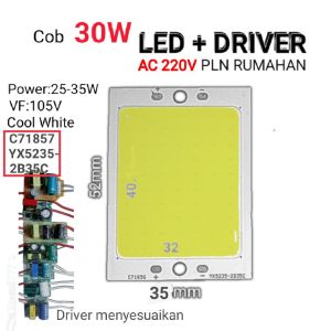Led saja/+driver 220V ac/Listrik Rumah/PLN 75W 60W 50W 30W hpl Cob chip daya tinggi hemat energi