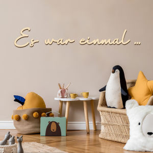 Charming Once Upon A Time Wooden Wall Stickers German Wall Stickers 3D Stereoscopic Wood Sign Phrase Wall Art Letters