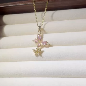 TBK 18k Gold Cubic Zirconia Butterfly Necklace Accessories for Women 1543n