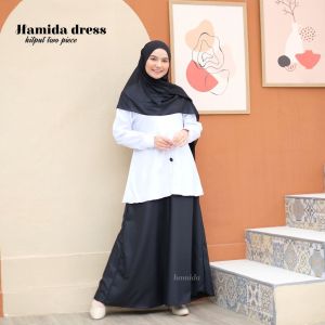 Gamis kerja hitam putih toyobo pdh twopeach/Pemda/gamis seragaman