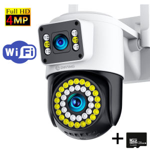 difang | DIFANG 4K 8MP WiFi IP Camera Dual Lens Dual Screen Wireless Outdoor Security Cameras PTZ Human Detection Auto Tracking CCTV
