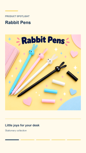 Cute Bunny Rabbit Gel Pen 0.5mm Black Ink Cartoon Pen Student School Office Stationery Writing Pen Gift Kawaii Supplies