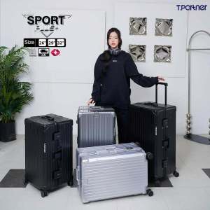 [รับประกัน3ปี] Tpartner กระเป๋าเดินทาง Sport Plus ทรงถังเฟรมอลูมิเนียม บอดี้ PC 100%